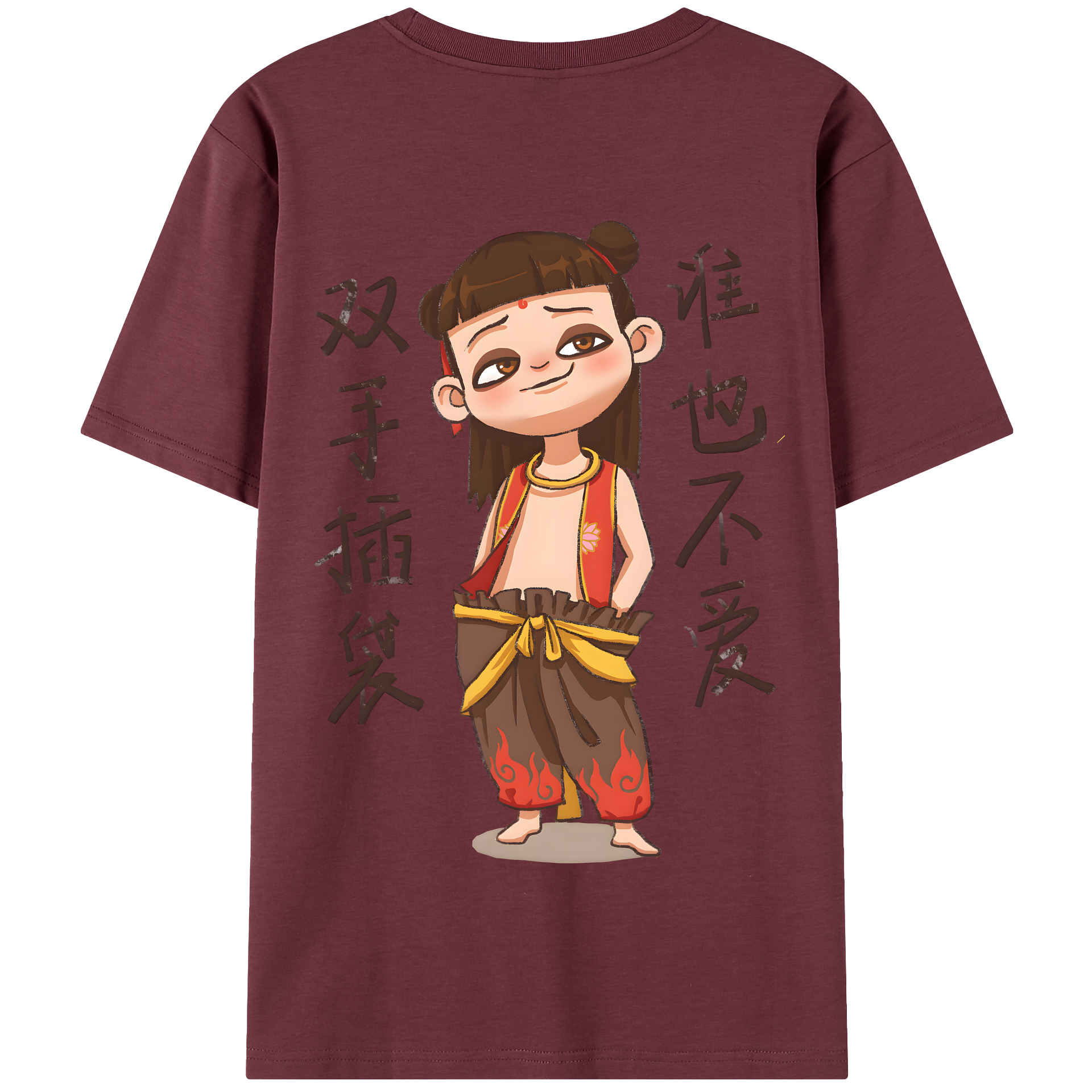 （画像用） Ne Zha 2 ナタ 魔童の大暴れ 綿100％半袖Tシャツ（背面プリント）